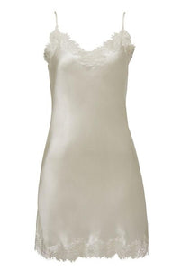 Sainted Sisters Silk Eyelash Lace Chemise Slip (Ivory)