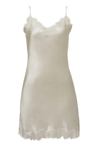 Sainted Sisters Silk Eyelash Lace Chemise Slip (Ivory)