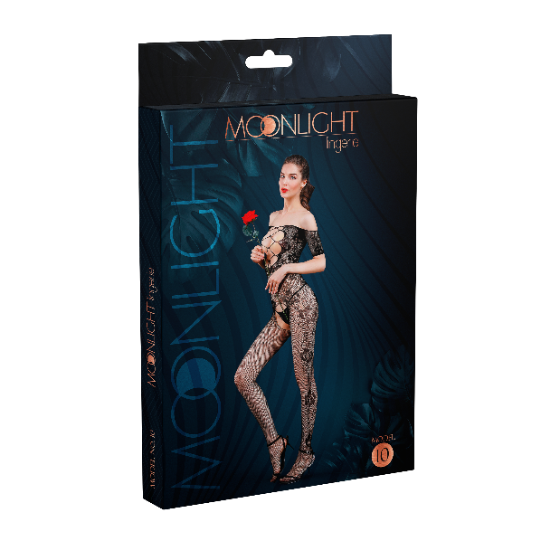 Criss-Cross Cut-Out Crotchless Floral Bodystocking by Moonlight - Style 10