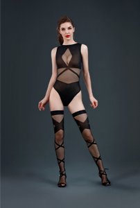 Stunning Stappy Mesh Body + Stockings by Moonlight - Style 16
