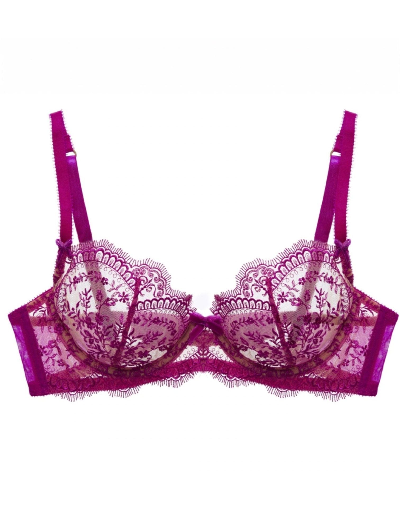 Severine Rubine Sheer Underwire Bra - Last Chance To Buy!