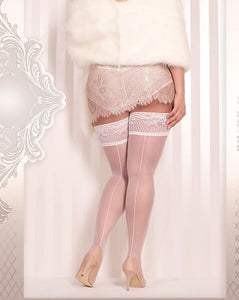 Decorative Bridal Hold Ups White (Queen)