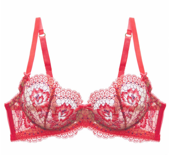 Evelina Blood Orange Underwire Bra -  Last Chance to Buy!  (32F, 36E)