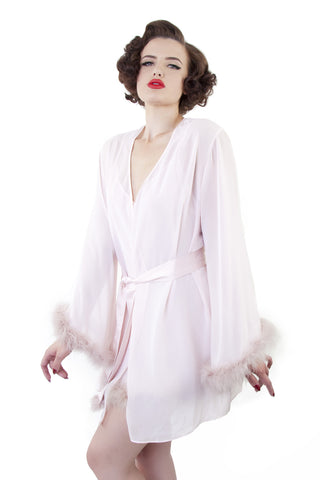 Feather Marabou Peach Robe by Bettie Page Lingerie
