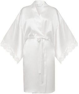Sainted Sisters Silk & Eyelash Lace Kimono Robe