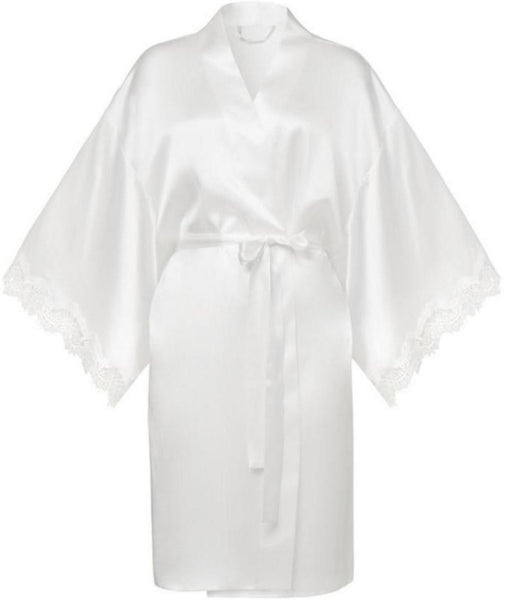 Sainted Sisters Silk & Eyelash Lace Kimono Robe