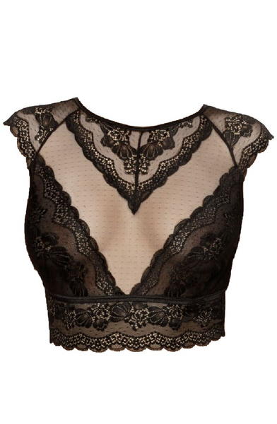 Ella Lace Plunge Crop Bralette Top