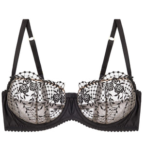Julies Roses Black Underwire Bra (32F)