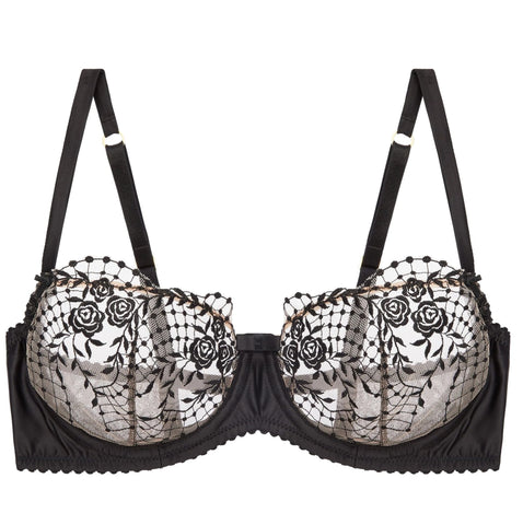 Julies Roses Black Underwire Bra (32F)