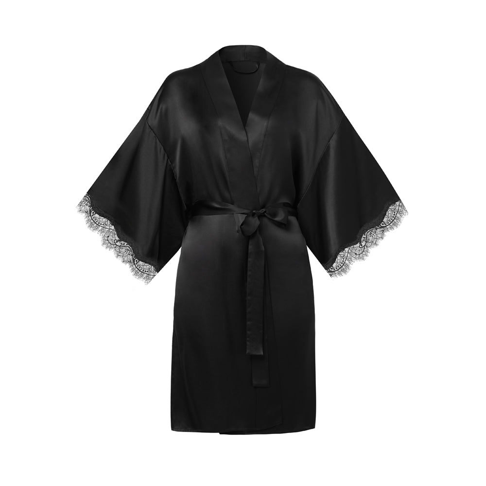 Sainted Sisters Silk & Eyelash Lace Kimono Robe