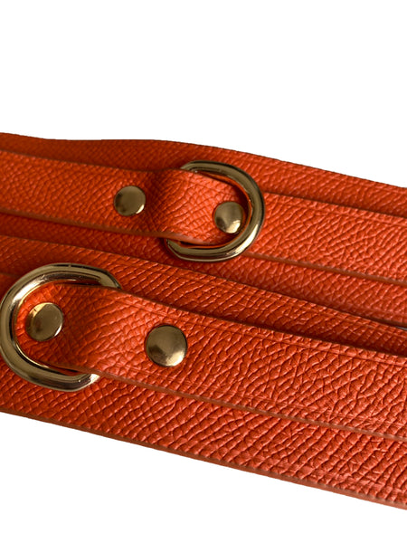 Leather Lux Orange & Gold Ankle Cuffs