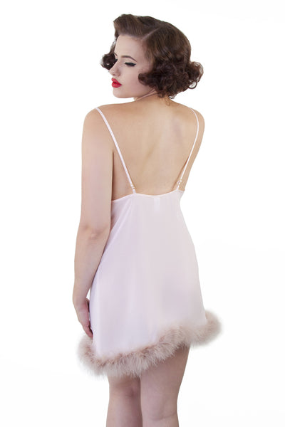 Feather Marabou Peach Babydoll by Bettie Page Lingerie