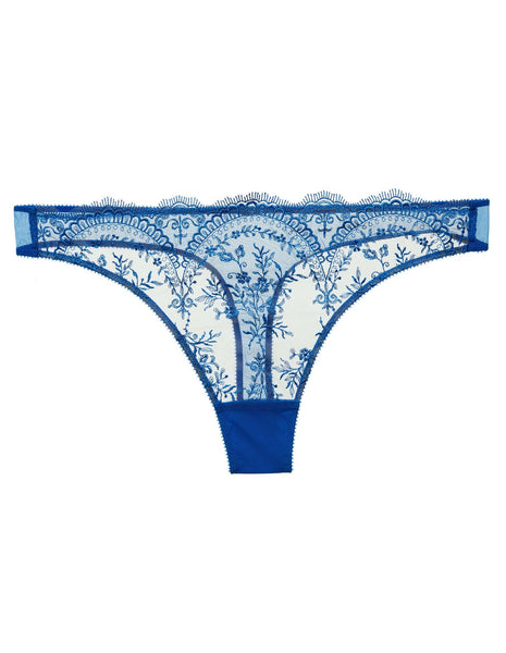 Severine Cobalt Lace Thong - Last Chance To Buy! (L)