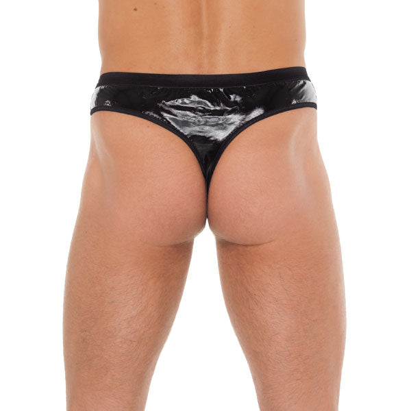 Black Thong With PVC Pouch