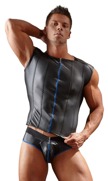 Neoprene Look Black & Blue Jock Briefs