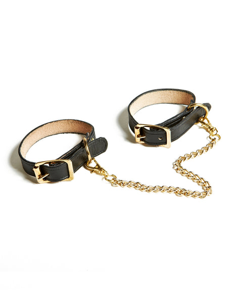 1/2 Inch Leather and Gold Cuffs