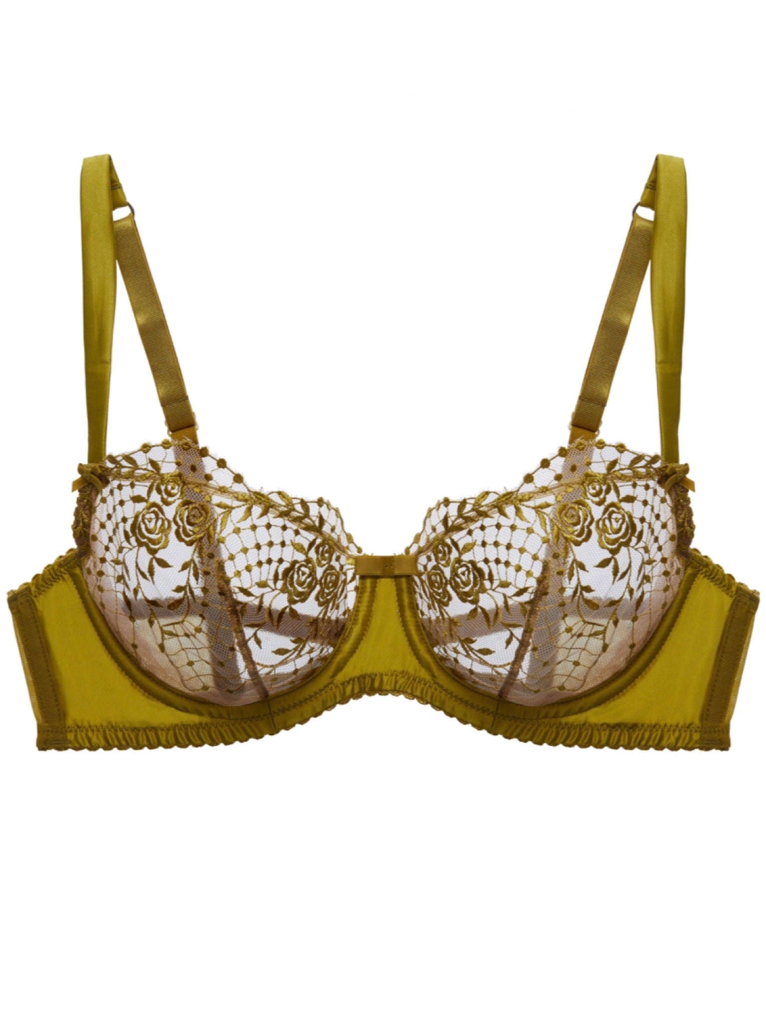 Julies Roses Chartreuse Underwire Bra - Last Chance to Buy!  34F