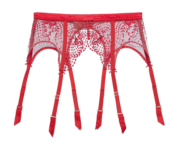 Julies Roses Red Suspender Belt - Last Chance To Buy! (XL)
