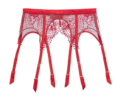 Julies Roses Red Suspender Belt - Last Chance To Buy! (XL/ UK16)