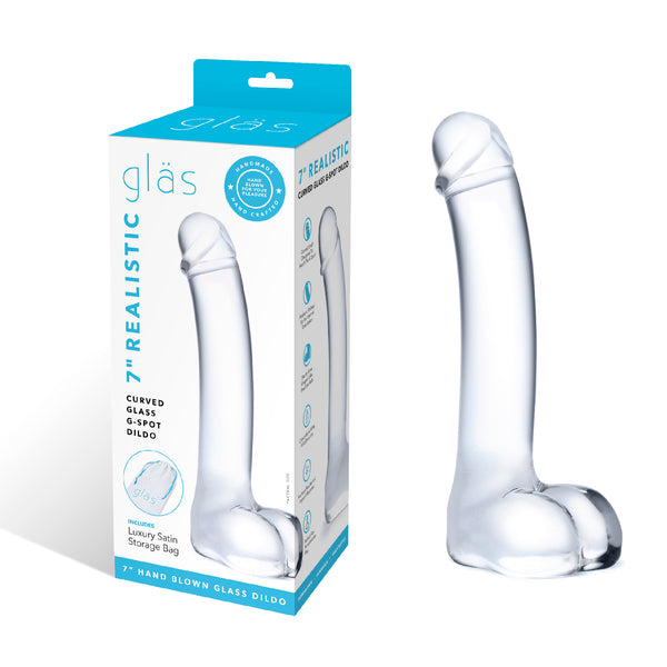 Realistic Curved P / G-Spot Glass Dildo by gläs
