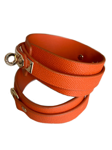 Leather Lux Orange & Gold Ankle Cuffs