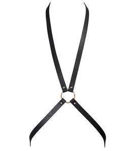 Bijoux Crossed Over Chest 8 Harness (Black/Tan) / Vegan