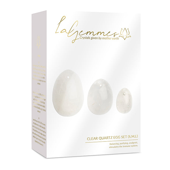 Yoni Clear Quartz Kegel Egg Set by La Gemmes