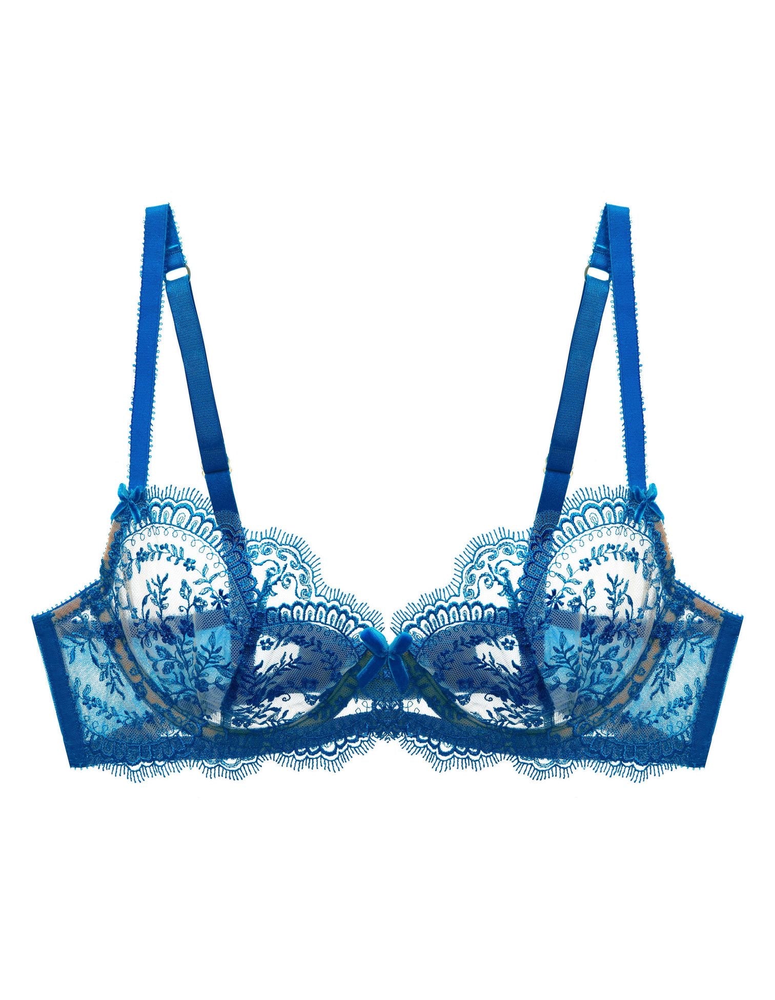 Severine Cobalt Sheer Underwire Bra - Last Chance to Buy! (38F & G)