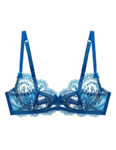 Severine Cobalt Sheer Underwire Bra - Last Chance to Buy! (38F & G)
