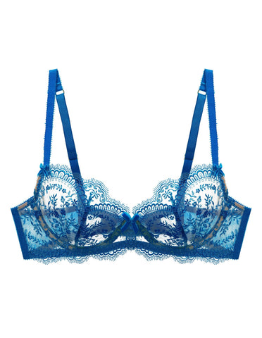 Severine Cobalt Sheer Underwire Bra - Last Chance to Buy! (38F & G)