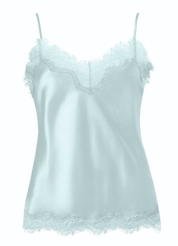 Sainted Sisters Silk Eyelash Lace Cami (Oyster Blue) - Last Chance to Buy!