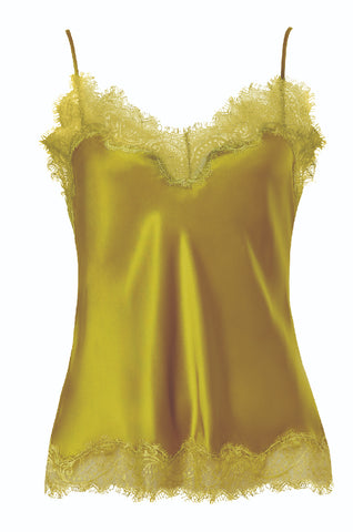 Sainted Sisters Silk Eyelash Lace Cami (Chartreuse) - Last Chance to Buy! (Size UK14)
