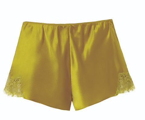 Sainted Sisters Silk Eyelash Lace French Knickers (Chartreuse)