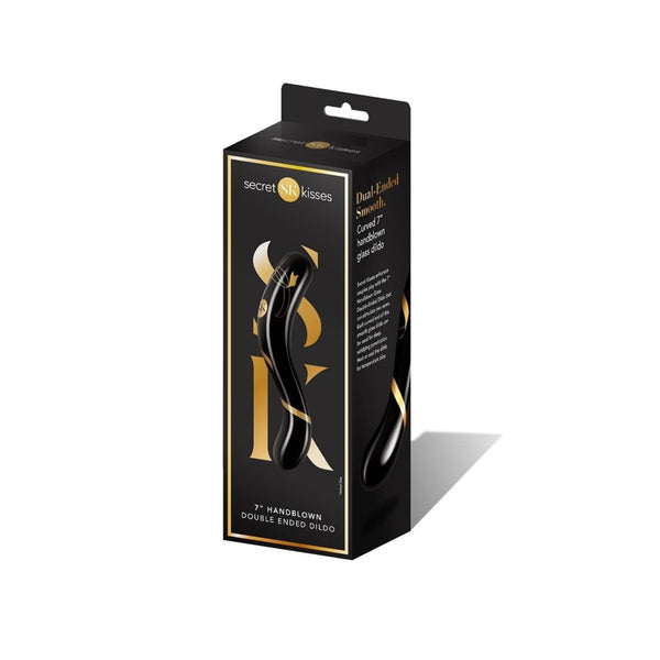 Handblown Glass Double Dildo Black Gold