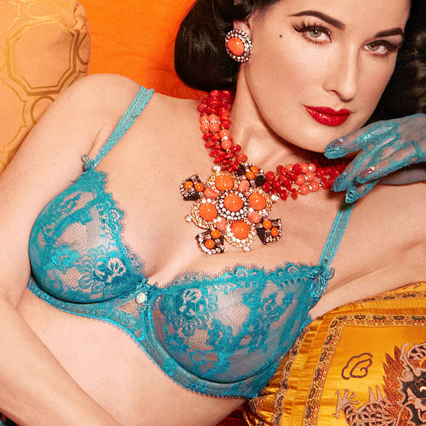 NEW! Savoir Faire Turquoise Thong by Dita Von Teese