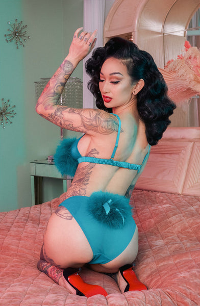 Teal Powder Puff Brief by Bettie Page Lingerie