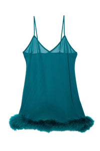 Feather Marabou Teal Babydoll by Bettie Page Lingerie