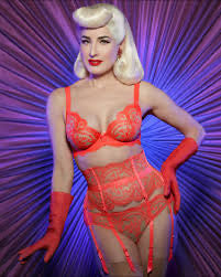 Severine Suspender Belt in Neon Coral by Dita Von Teese