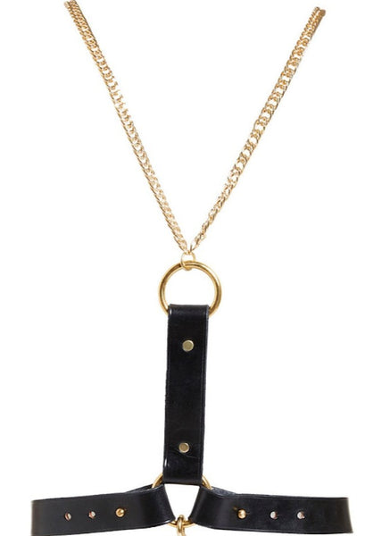 Nina Leather Belt and Gold Chain Harness by Something Wicked