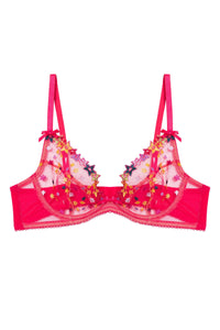 Nova Pink Star Embroidery Plunge Bra - Last sizes 36DD, 36F