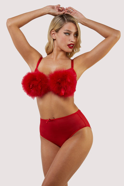 Elizabeth Red Marabou PinUp Mesh Brief