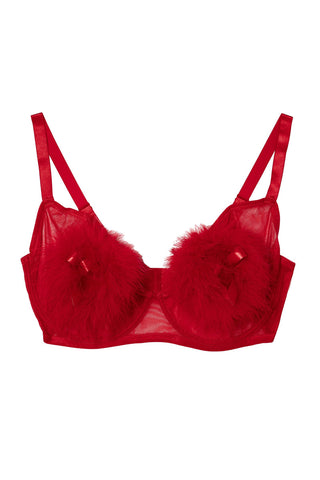 Elizabeth Red Plunge Marabou PinUp Bra