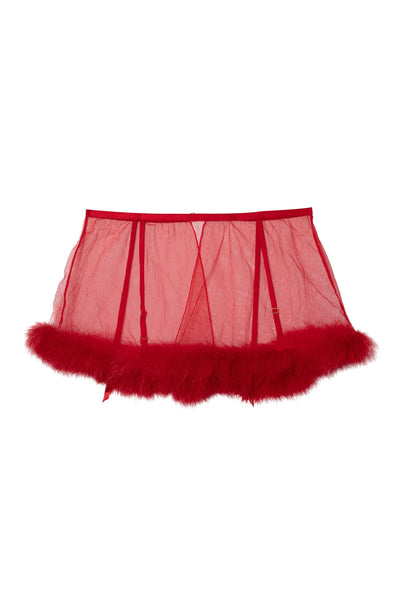 Elizabeth Red Marabou PinUp Suspender Skirt with Garters