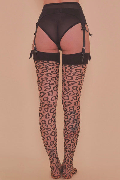 Leopard Knit Stockings by Bettie Page