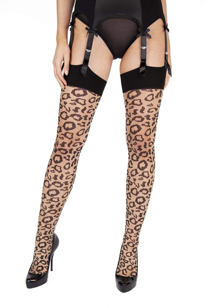 Leopard Knit Stockings by Bettie Page