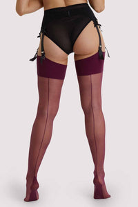 Last Chance to Buy! Grape Wine Seamed Stockings by Playful Promises
