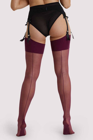 Last Chance to Buy! Grape Wine Seamed Stockings by Playful Promises