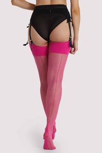NEW! Pink Peacock Seamed Stockings by Playful Promises