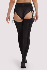 NEW! Fringed Seam Black Stockings by Playful Promises