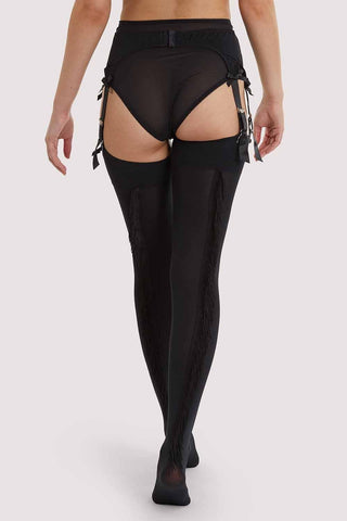 NEW! Fringed Seam Black Stockings by Playful Promises